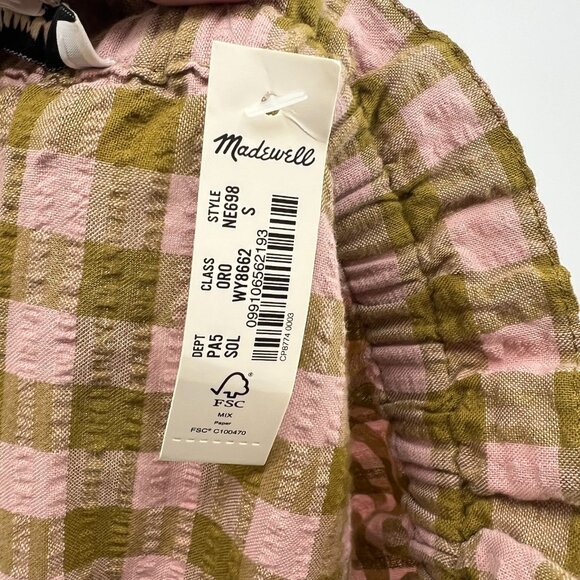 NWT Madewell Pull On Ruffled Tiered Mini Skirt Gingham Seersucker Women's Small - Picture 5 of 6